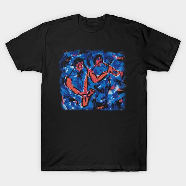 Saxophone and Trumpet Musicians Modern Art T-Shirt by jazzworldquest